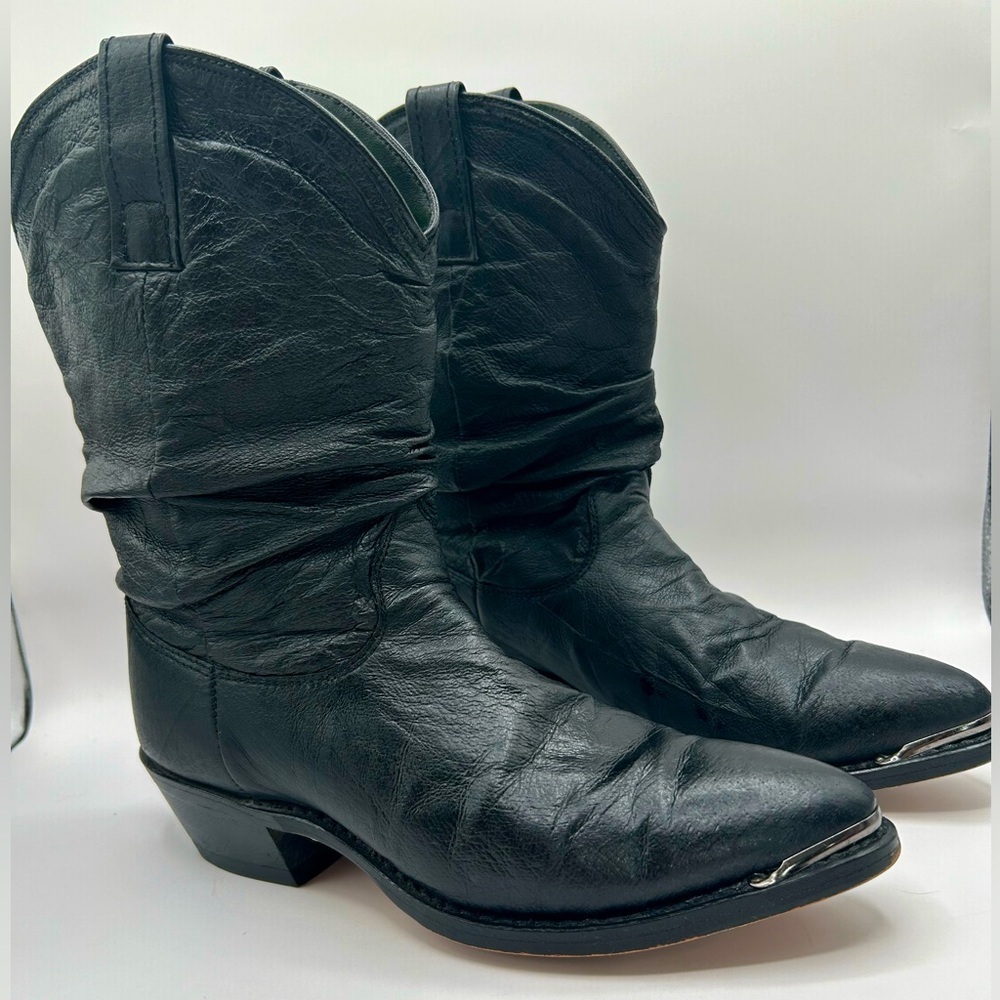 Dingo Slouch Cowboy Boots Black Leather Western boot Biker women’s size 6 - Picture 3 of 10